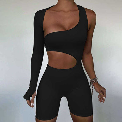 Long Sleeve Sexy Hollow Out Sports Jumpsuit