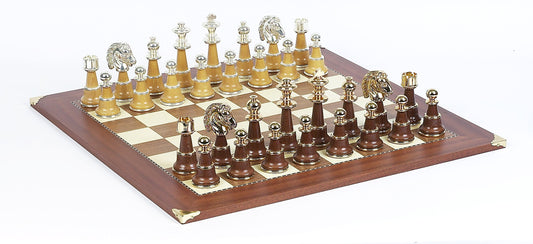 The Gold Chessmen & 21 inch Marble Board/Cabinet Chess Set – Fancy