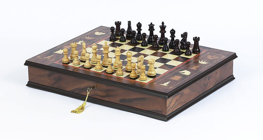 French Knight Series Rosewood Staunton Chess Pieces 3.25 Inches