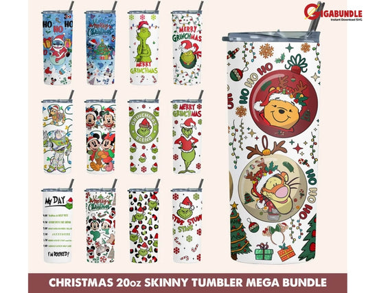 Verson 2.0 - 130+ The Grinch 20oz skinny tumbler 2022 designs PNG, Chr