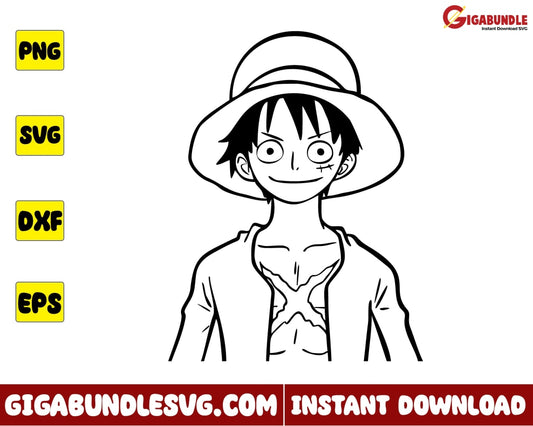 Best Cartoon Character Luffy One Piece SVG and PNG - SVGbees