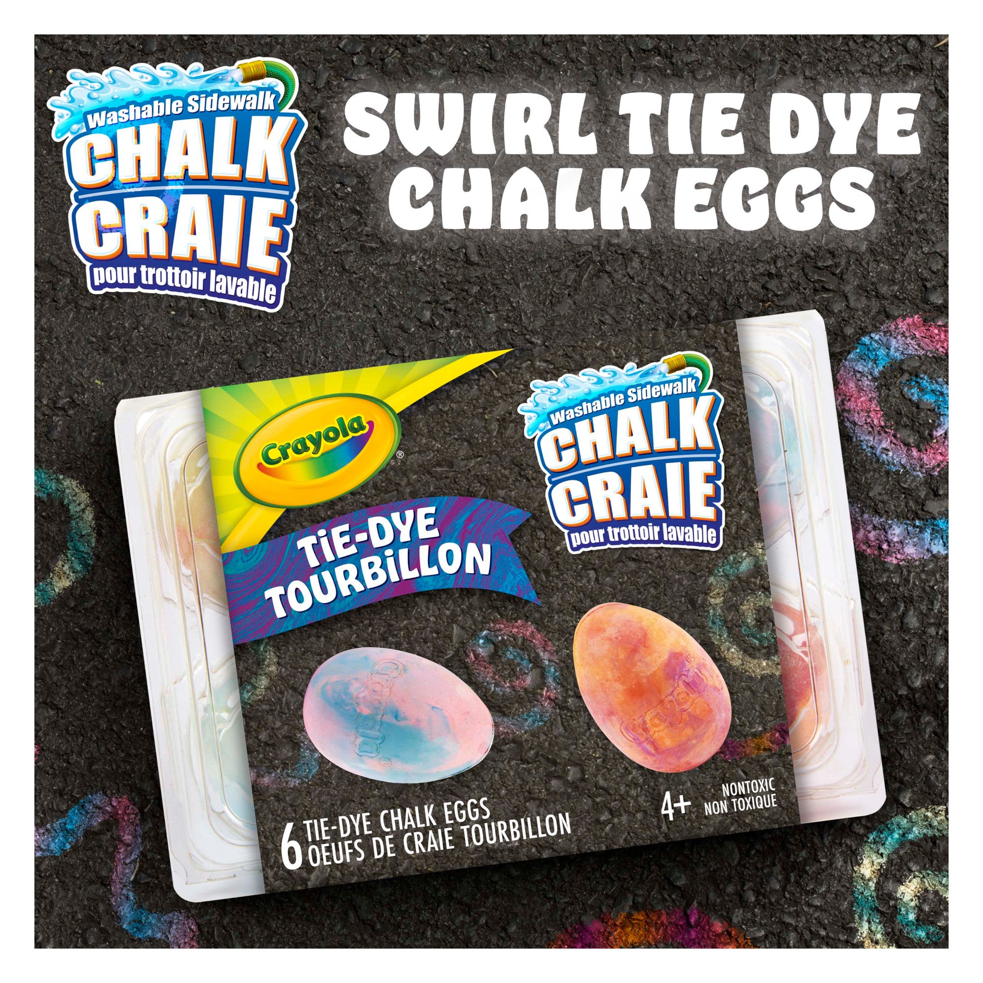 Crayola Tie-Dye Chalk Eggs, 6 Count