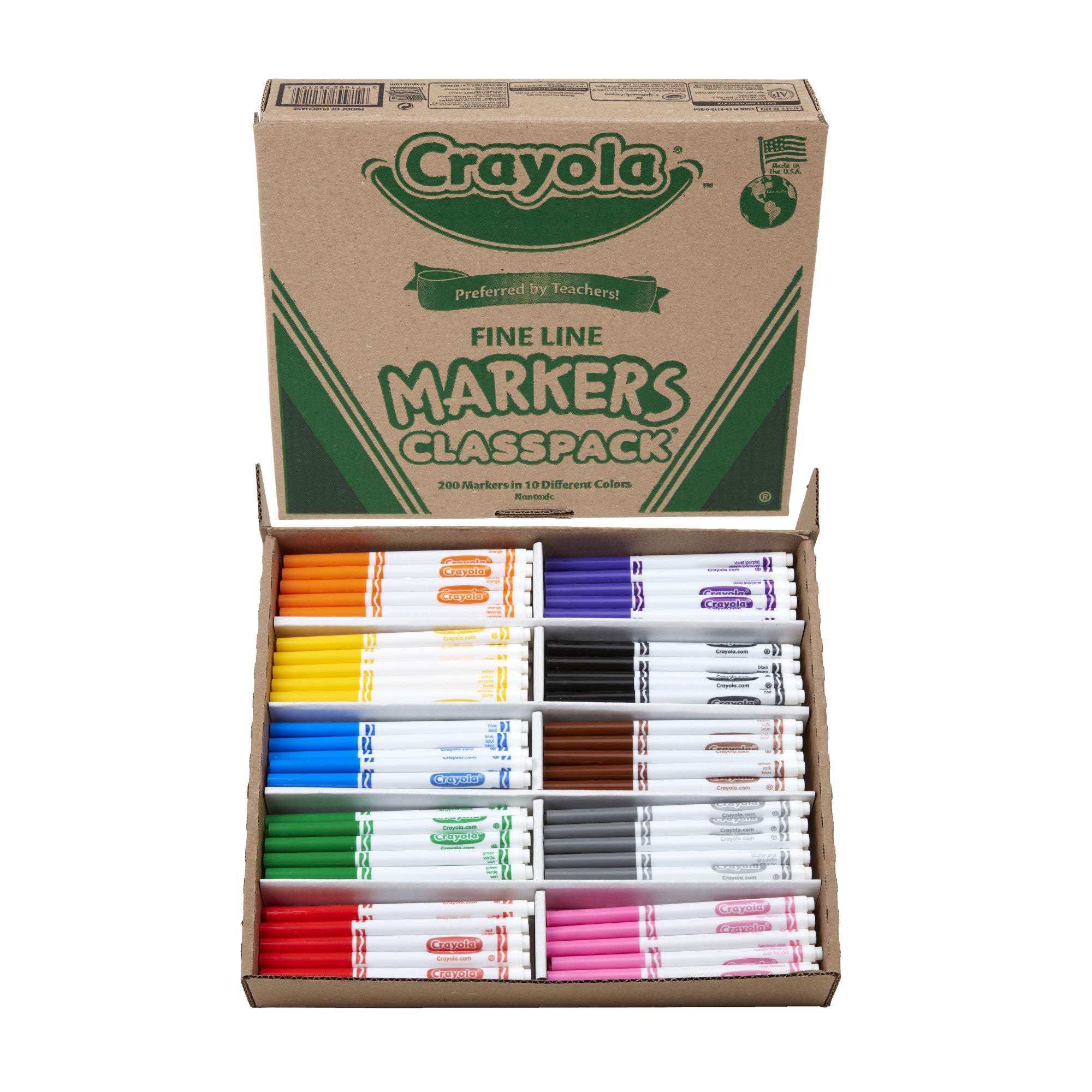 Crayola Fine Line Markers Classpack, 200 Count