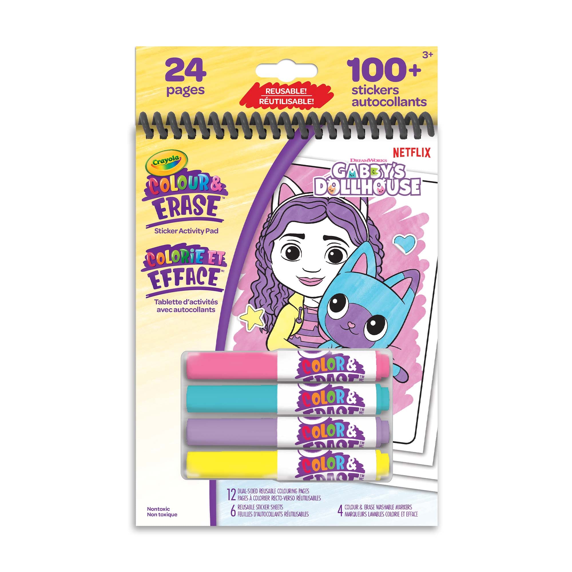 Crayola Colour & Erase Reusable Sticker Activity Pad, Gabby's Dollhouse