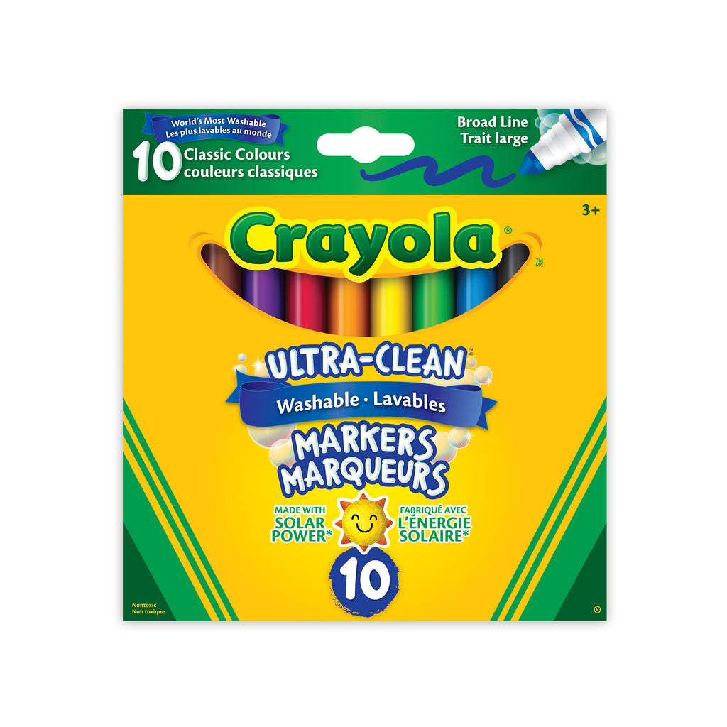 Crayola Ultra-Clean Washable Marker Set - Classic Colors, Fine Line, Set of  10