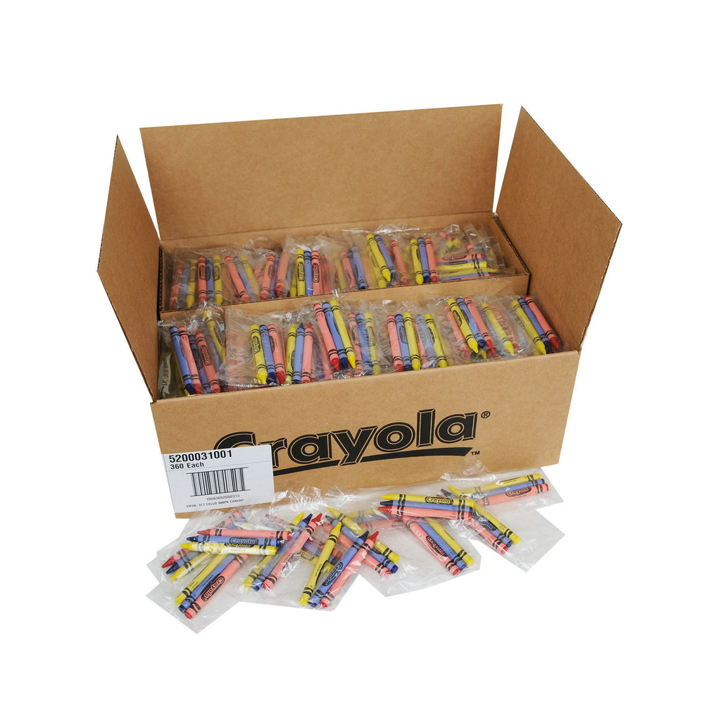 Crayola Cello Wrapped Bulk 4 Color Crayons -- 360 per Case.