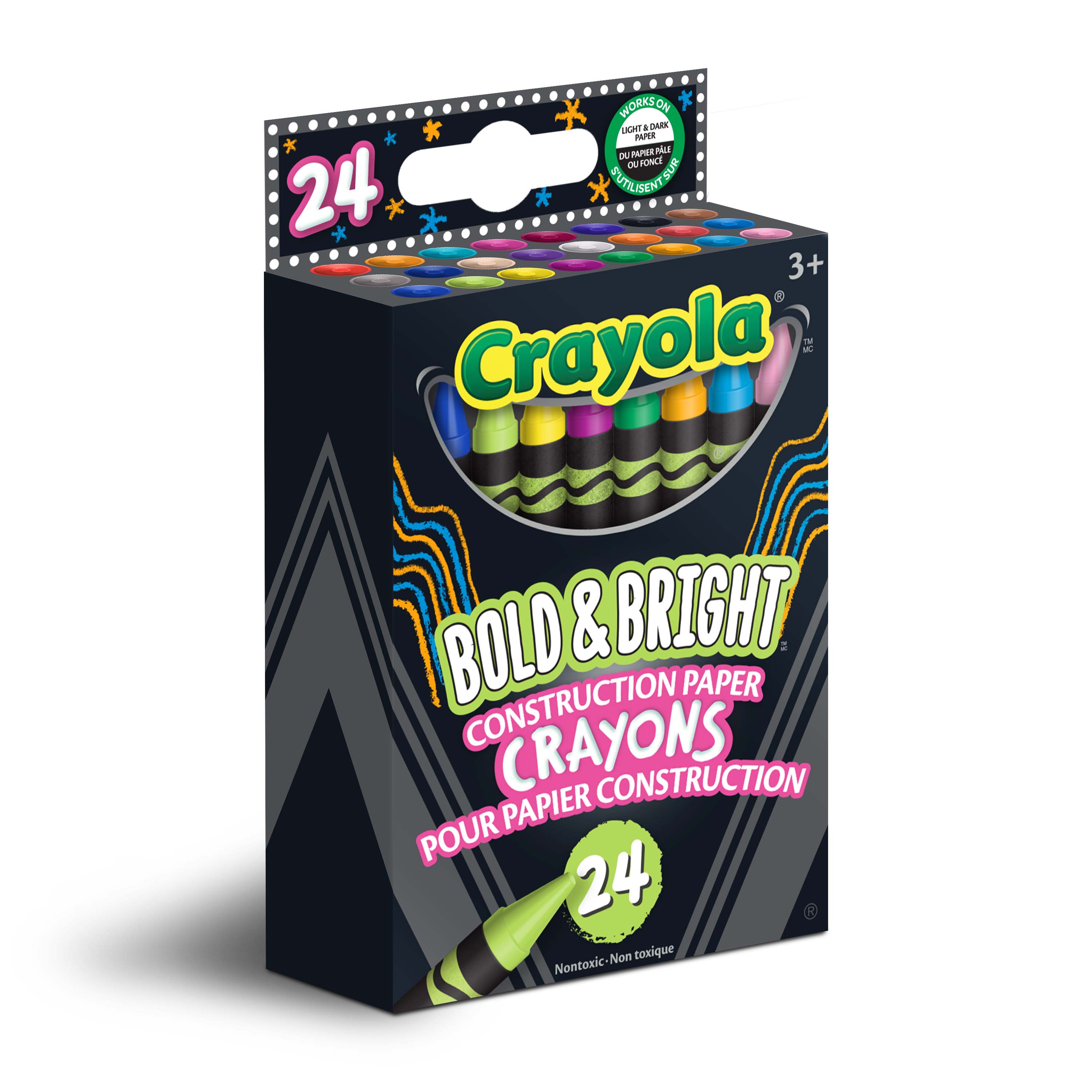 Crayola Bold & Bright Construction Paper Crayons, 24 Count