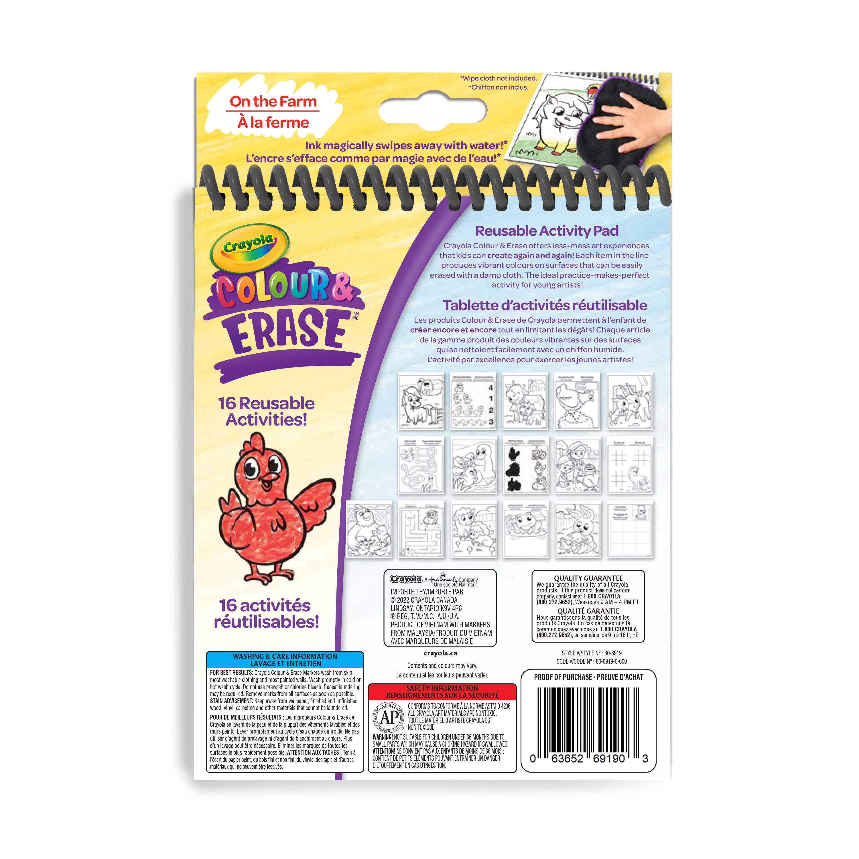 Crayola Colour & Erase Reusable Activity Pad, On the Farm