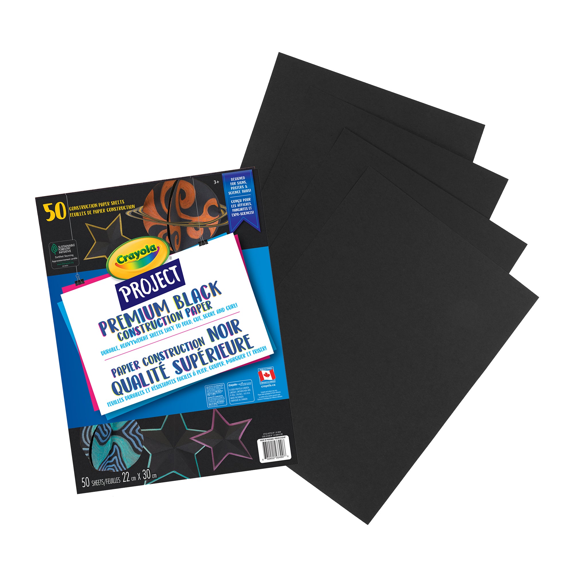 Crayola Project Premium Black Construction Paper, 50 Sheets