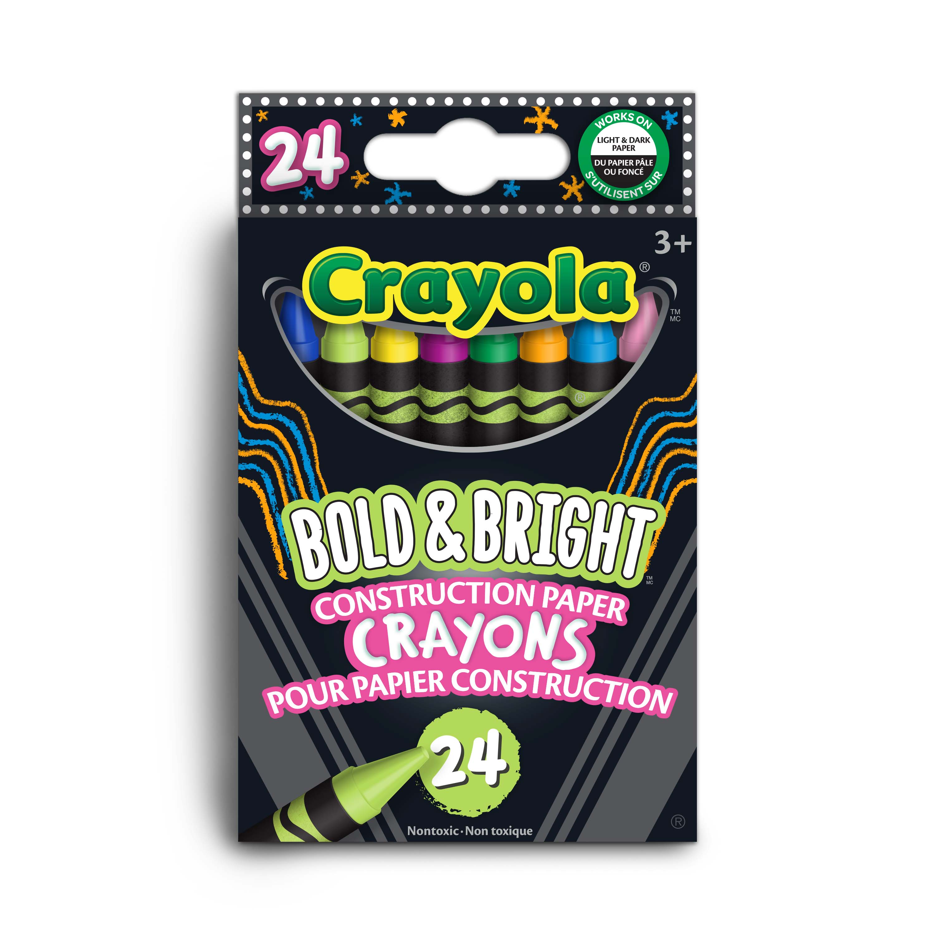 Crayola Bold & Bright Construction Paper Crayons, 24 Count