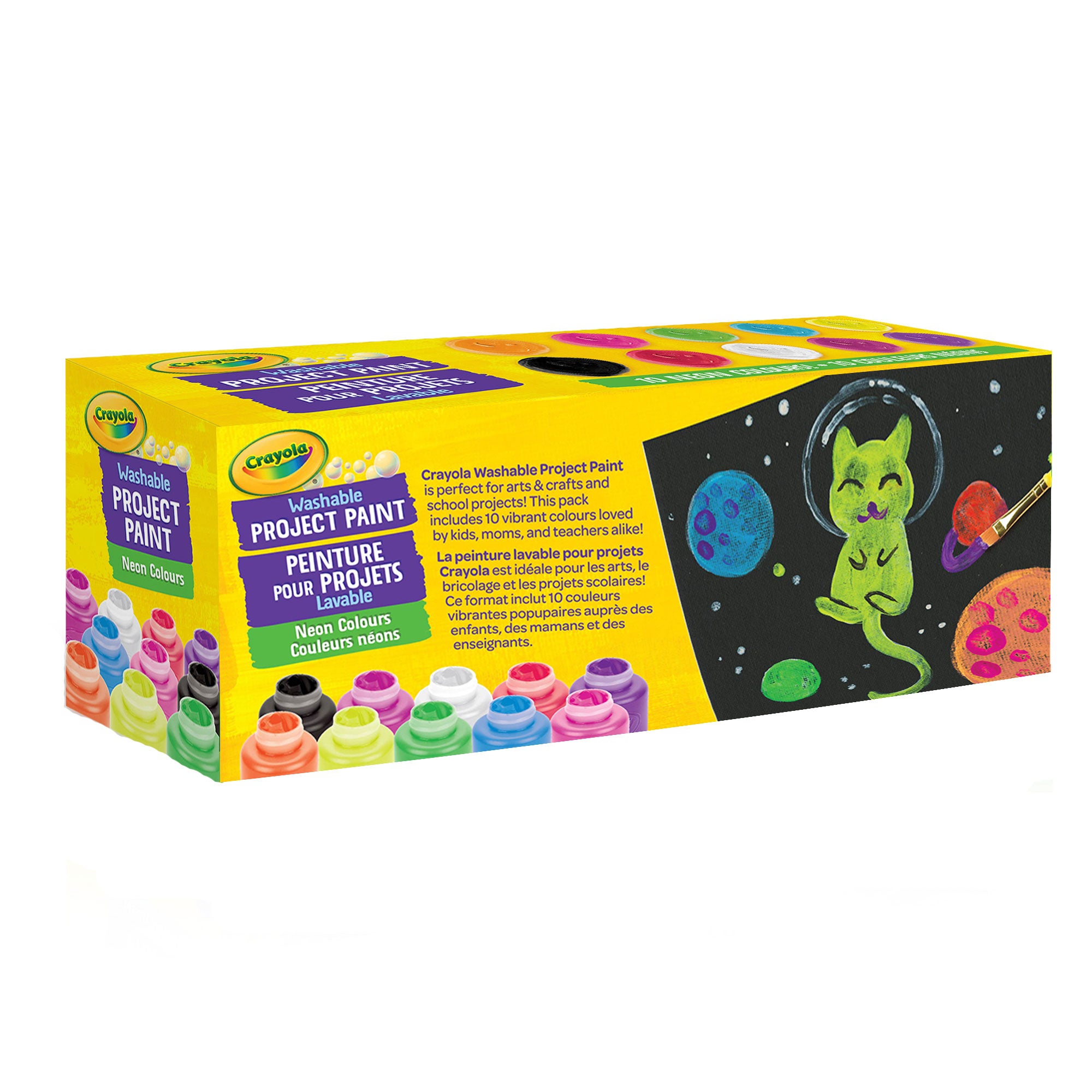 Crayola Neon Washable Project Paint, 10 Count