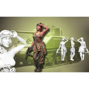 1/16 Resin Model Kit Beautiful Girl US Army Soldier Tanker WW2 Pin Up Unpainted - Model-Fan-Store