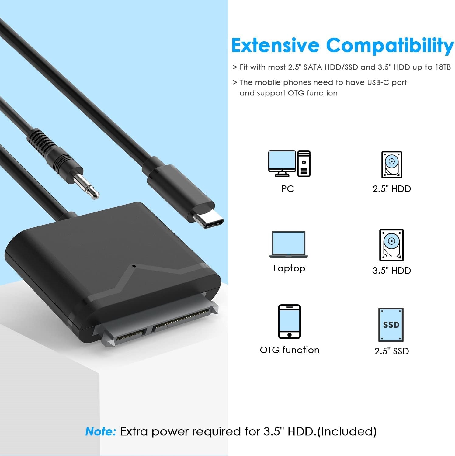 schuifelen Taille Merchandiser SATA naar USB C Adapter Kabel, SATA III Kabel Externe Harde Schijf Ada –  SlimmeDeals