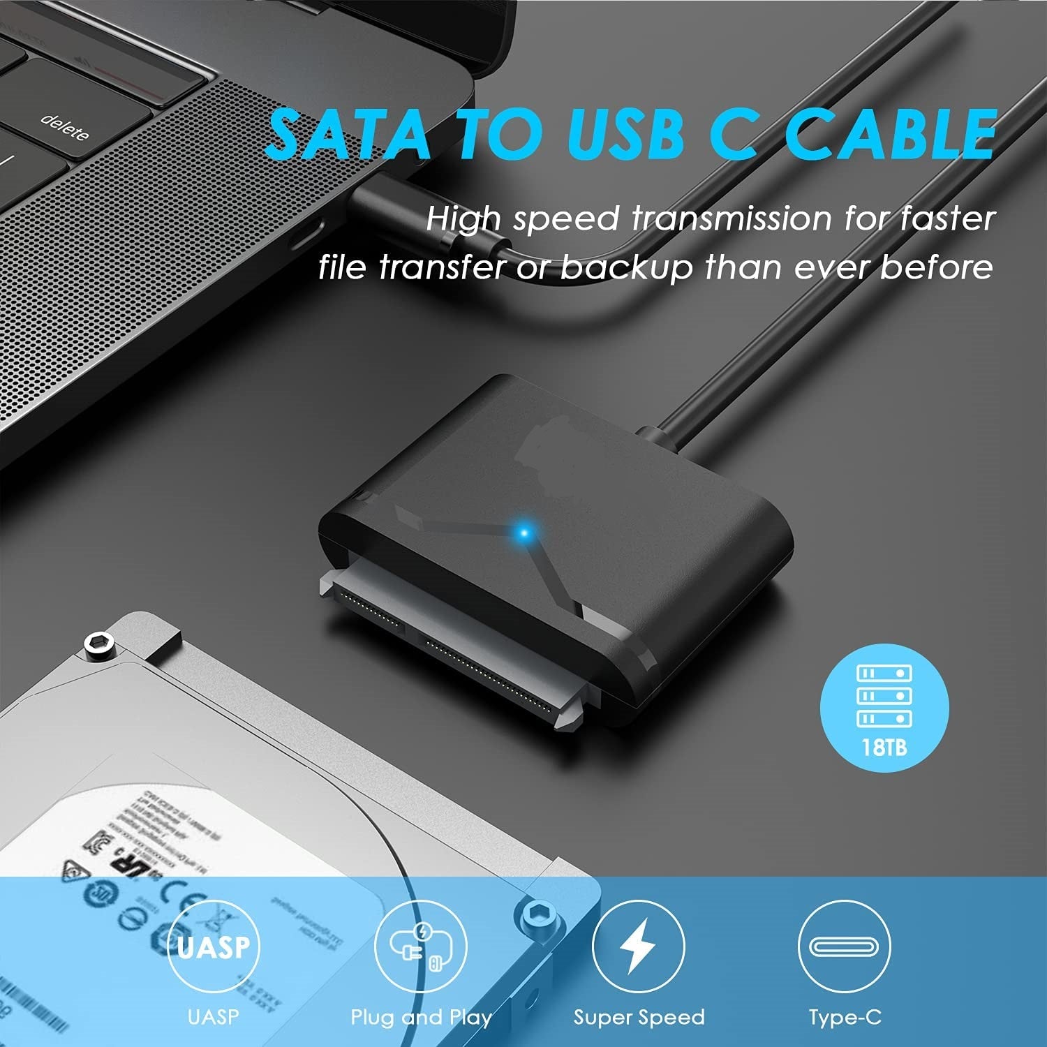 schuifelen Taille Merchandiser SATA naar USB C Adapter Kabel, SATA III Kabel Externe Harde Schijf Ada –  SlimmeDeals