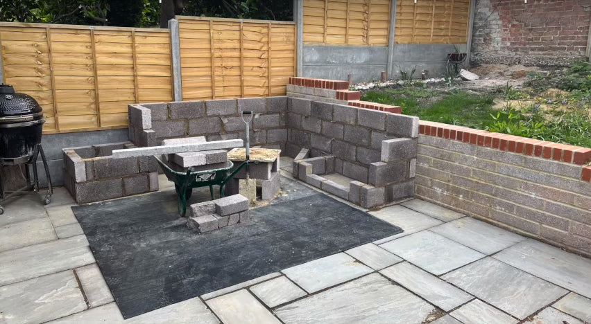 Breeze block layout for outside kitchen