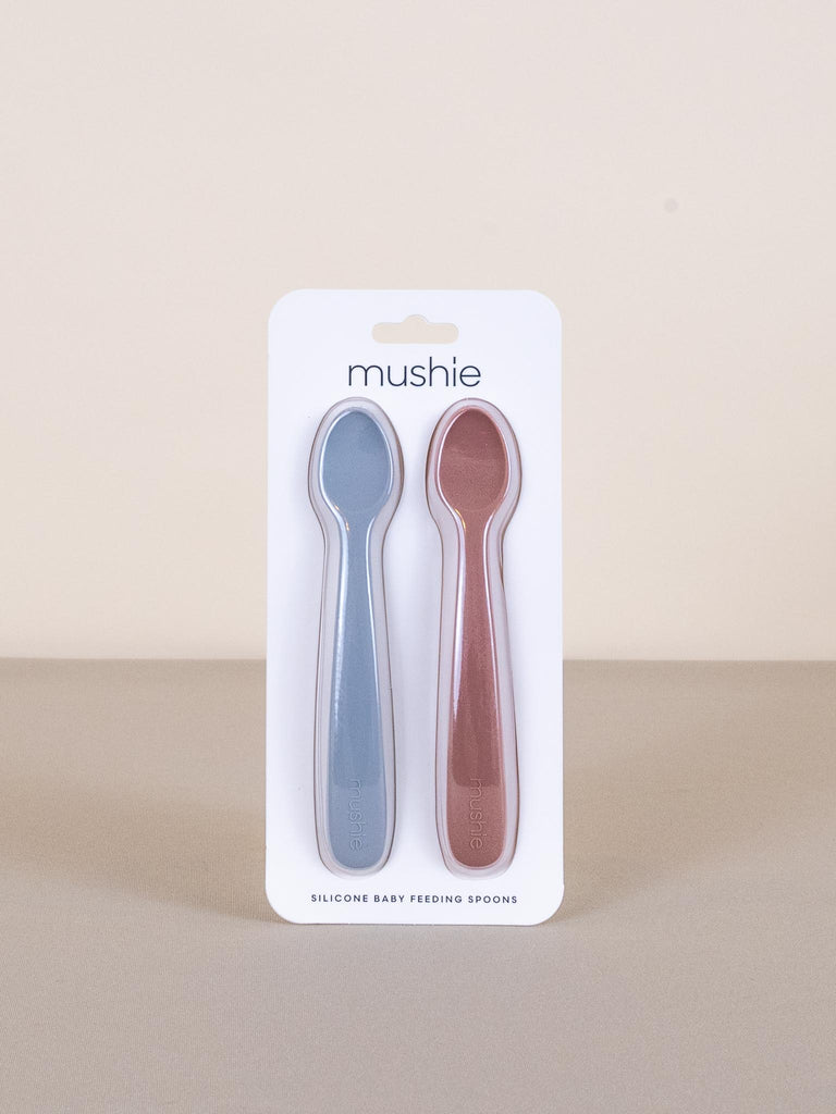 Mushie Silicone Feeding Spoons Stone/Cloudy Mauve