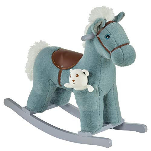 qaba plush ride on rocking horse with sound