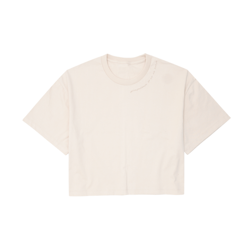 Cropped Tee 105 White Blurred Tan Check