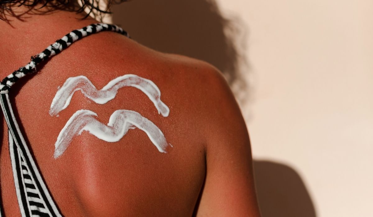 Woman skin with sunburn