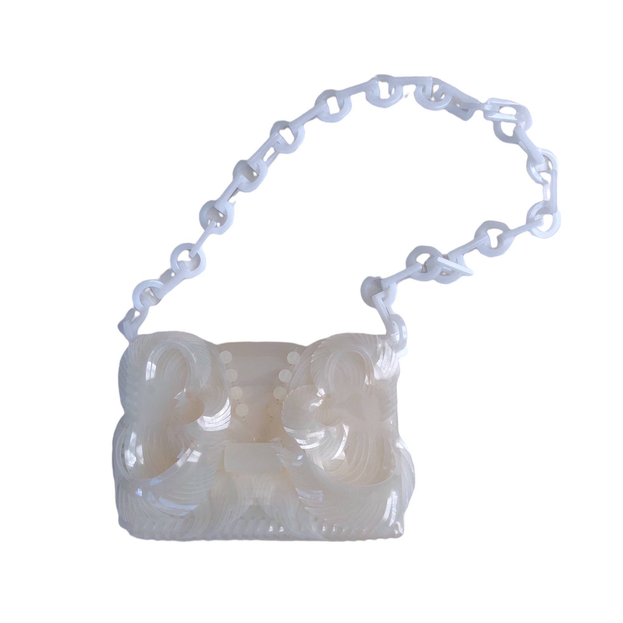 Mame Kurogouchi Transparent Sculptural Mini Chain Bag / WHITE