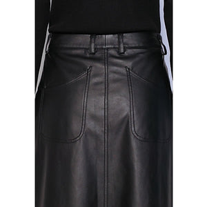 JHON Faux Leather Slit Skirt-