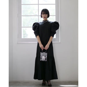 JOHN Mutton Sleeve Dress / Black 予約オーダー品 – dim at noon