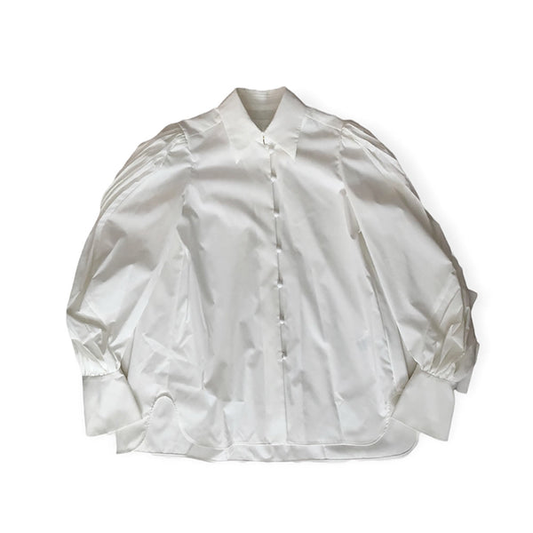 Curved Pleated Shirt - white mame | sanskritganga.in