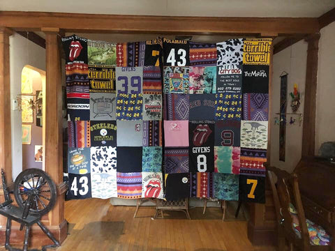 Alix Joyal of Joyaltee Custom T-Shirt Memory Quilt, T-shirt quilt, memory blanket, Brattleboro VT