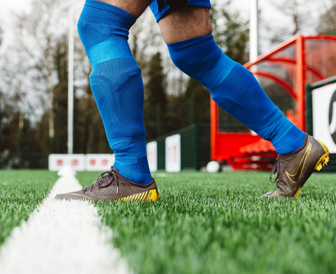 Blue football sock wrap