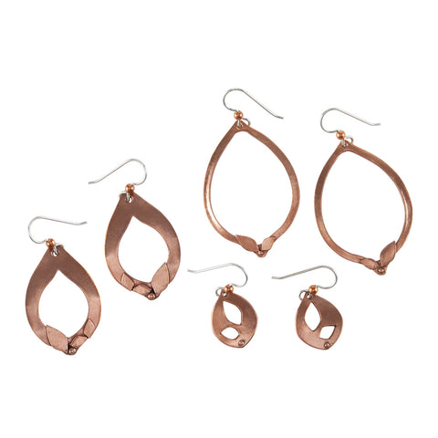 copper flame leaf earrings
