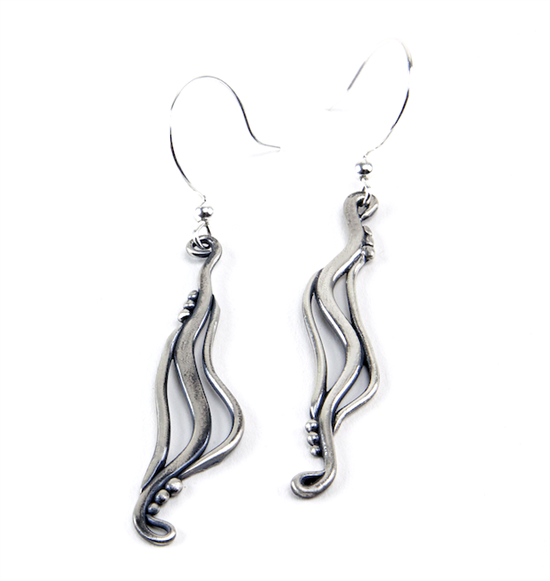 flowing sterling silver clay earrings