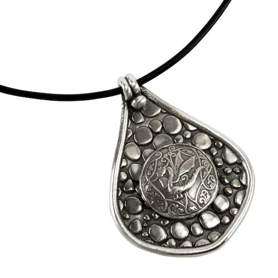 fs999 silver dragon pendant with pebble texture