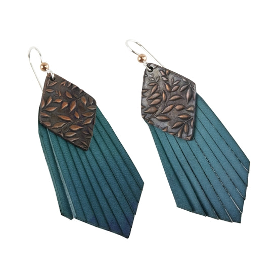 leather and cyprus copper earrings