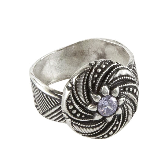 ez960 textured ring with set stone