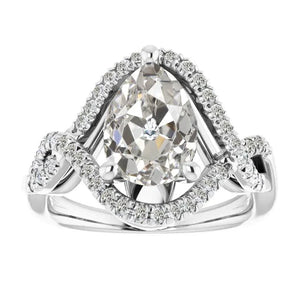 Halo Round & Pear Old Cut Genuine Natural Earth Mined Diamond Ring Prong Infinity Style 7 Carats - harrychadent.ca