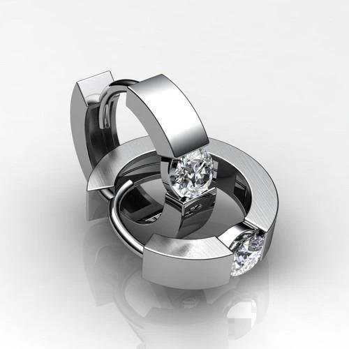 1.5 Ct Round Cut Diamond Solitaire Diamond Hoop Earring 14K White Gold - Hoop Earrings-harrychadent.ca