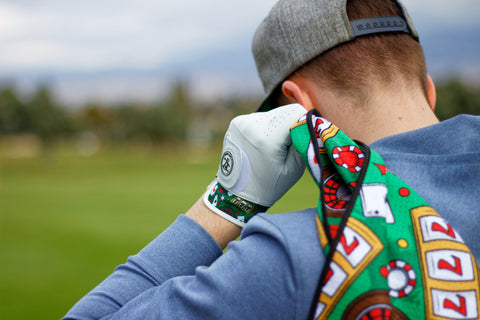 Golfer holding golf towel