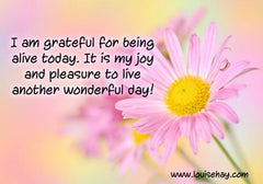 I am grateful for being alive today. It is my joy and pleasure to live another wonderful day!