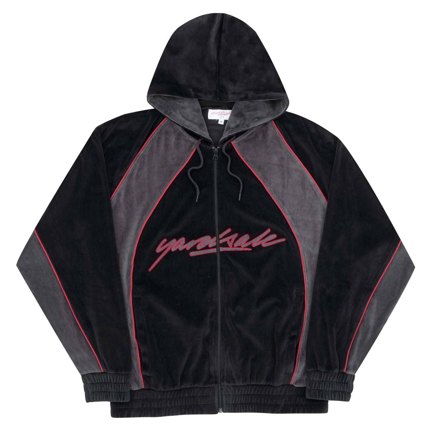 Gem Velour Zip Hood (Black)