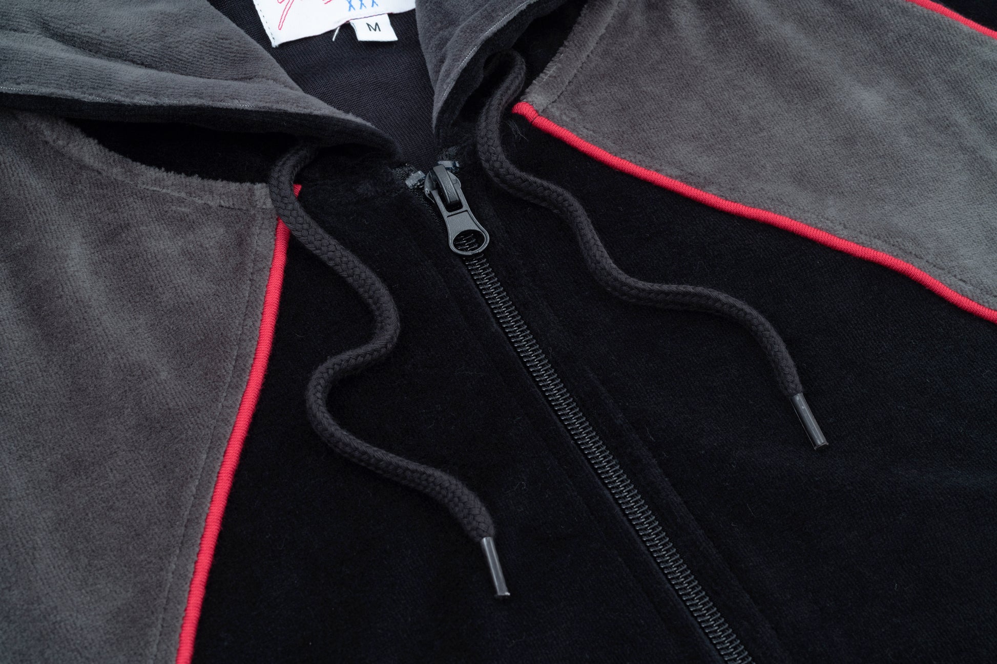 Gem Velour Zip Hood (Black)