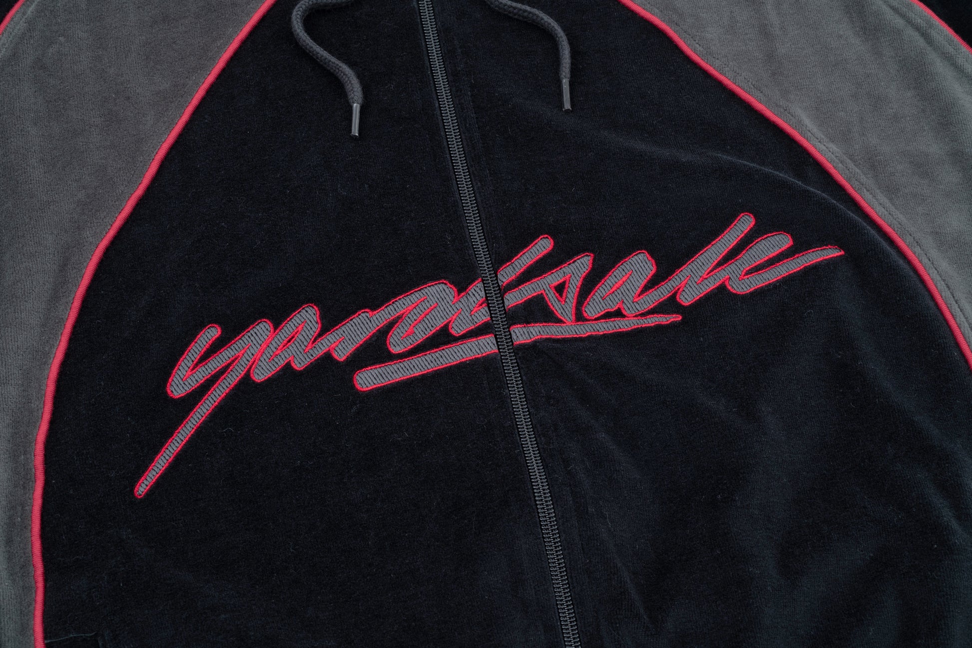 Gem Velour Zip Hood (Black)