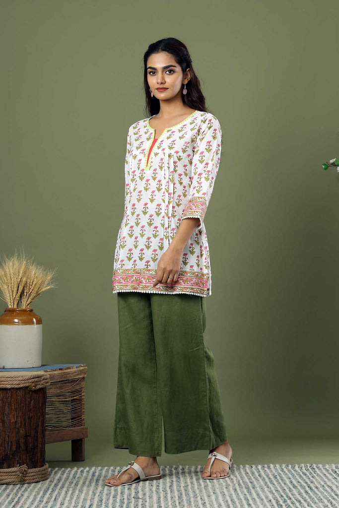 Printed Cotton Straight Pants In Salwar Style