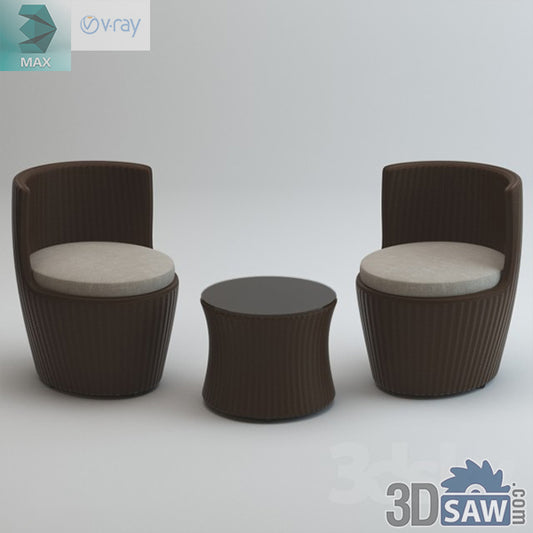 3ds Max Table And Chairs Set - 3ds Max Free Models Download - 3DSAW.COM - MX-2723