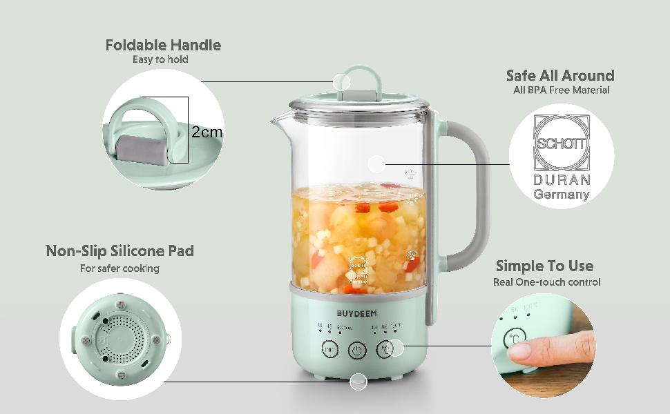 BUYDEEM Buydeem K2763 Health-Tea Kettle - Multi-functional Automatic Glass  Tea Maker with Advanced Bird's Nest Feature - Steamer 