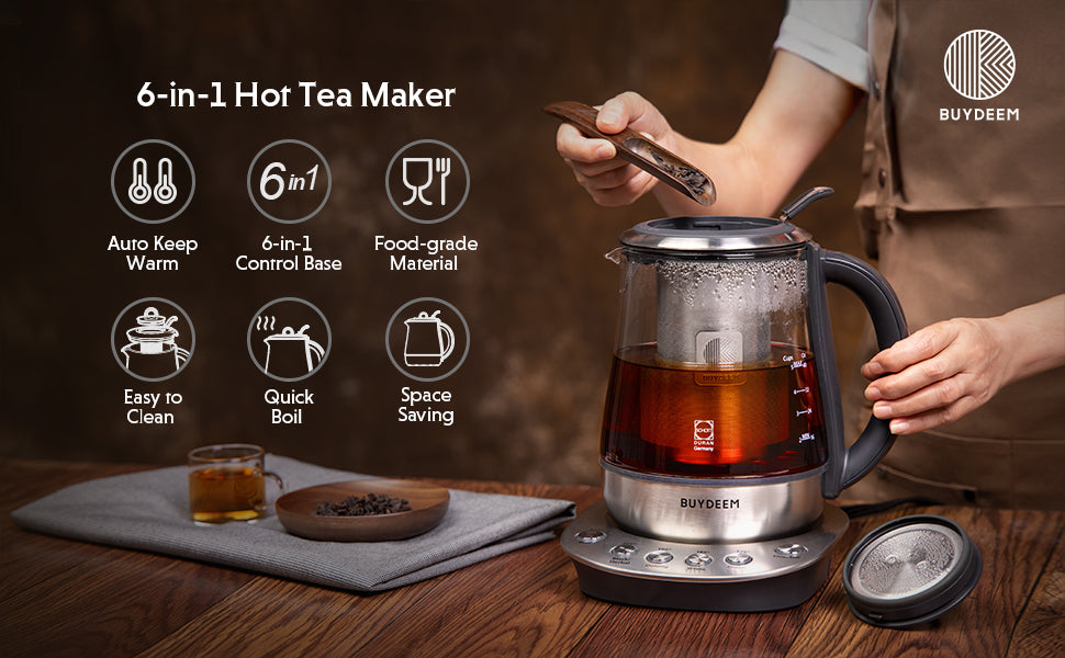 BUYDEEM K2683 Health-Care Beverage Tea Maker and Kettle, 9-in-1  Programmable Brew Cooker Master, 1.5 L