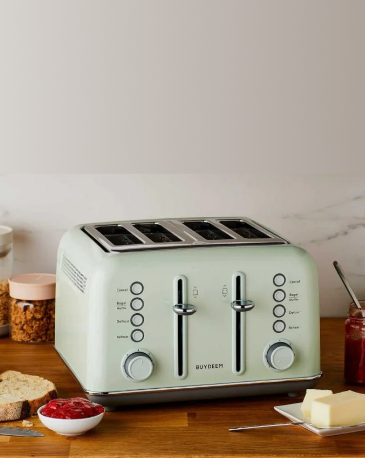 Buydeem 4-Slice Toaster, Cozy Green DT-6B83G