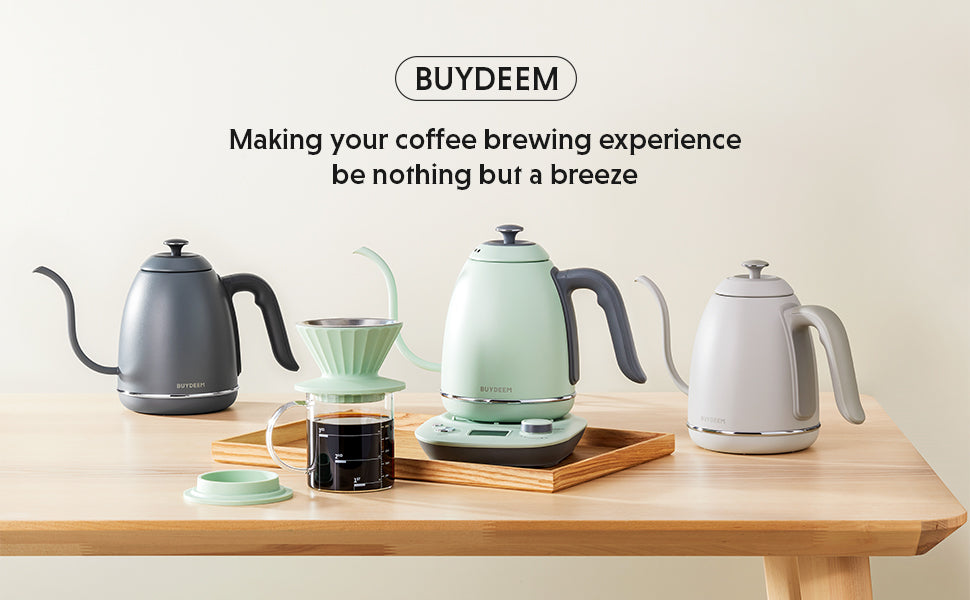 Buydeem Gooseneck Electric Pour-Over Kettle, Stainless Steel Coffee Tea Kettle with Variable Temperature Control, Mint Green