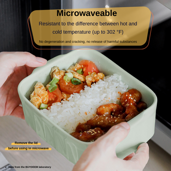 BUYDEEM Ceramic Food Storage Container with Airtight Lid, 28 oz Bento Lunch  with Airlock Lid, Stackable Bento Box Microwaveable, Reusable and