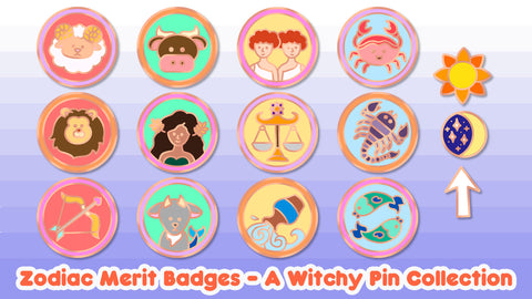 Zodiac Merit Badges - A Witchy Pin Collection