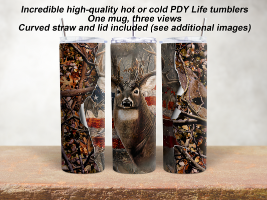 Tumbler Deer hunting Camo 20 oz water stainless steel cup